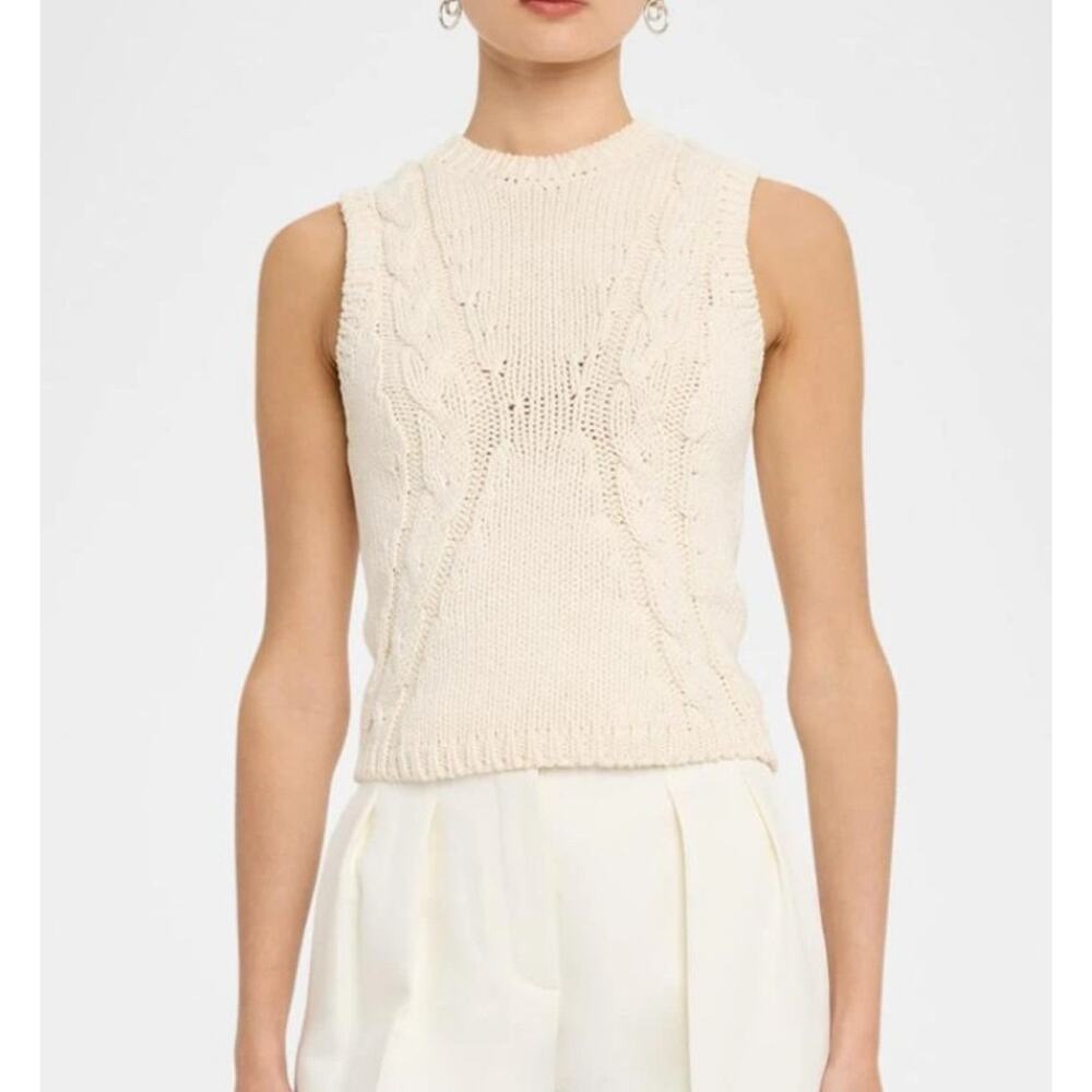 Naadam Luxe Cotton Racer Tank Womens Off White Sleeveless Organic Sweater